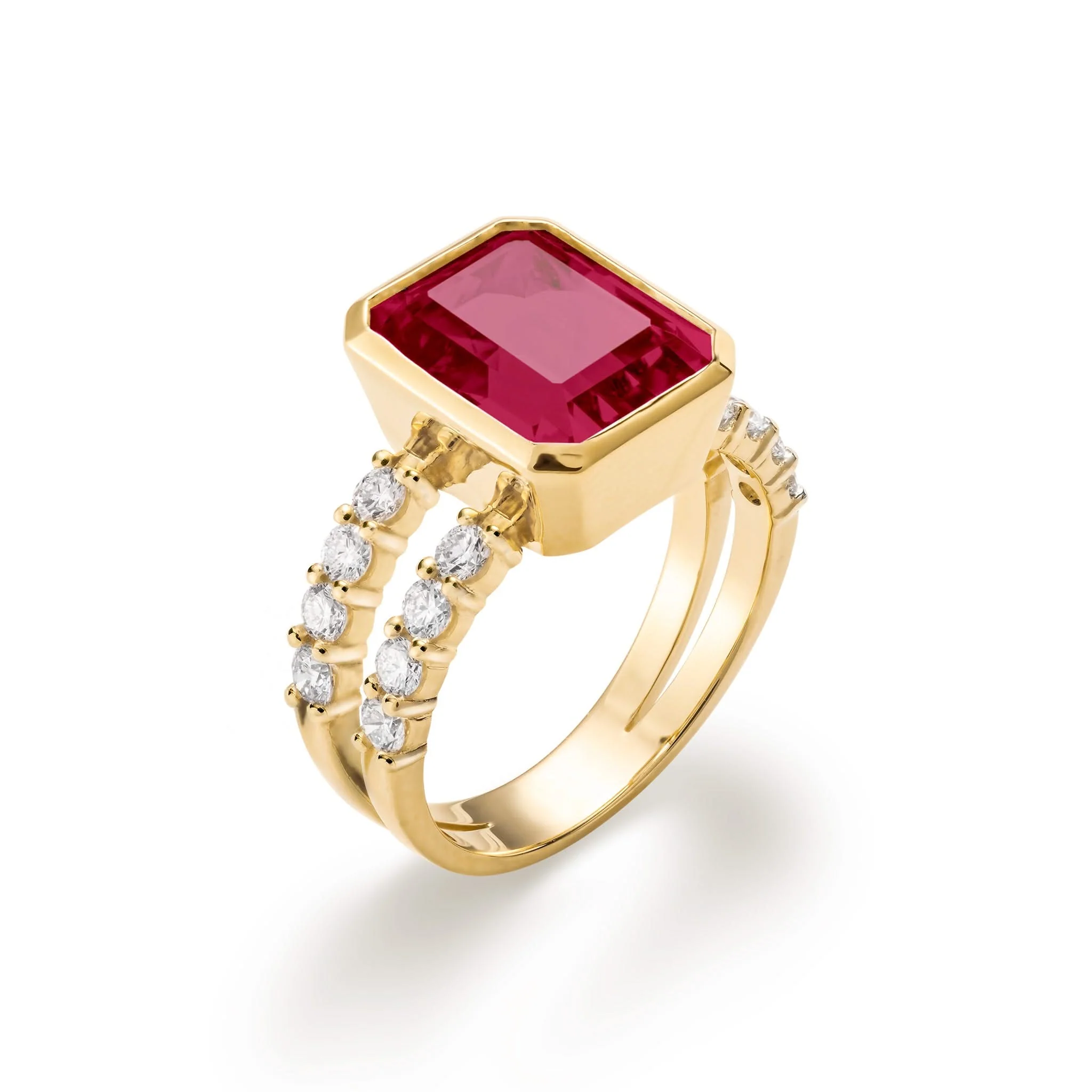 Warren Vertical Ruby Ring with Diamonds in 14k Gold (July) - Image 4