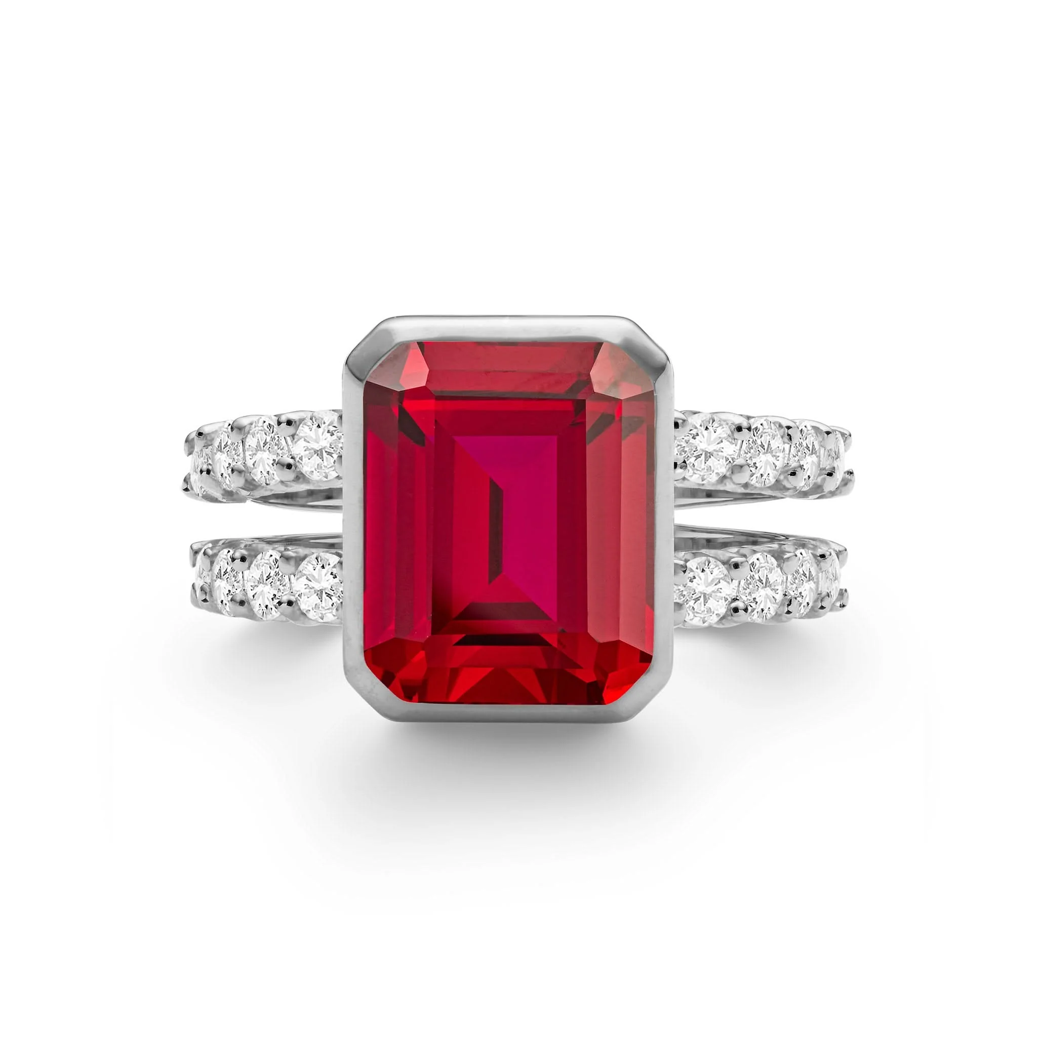 Warren Vertical Ruby Ring with Diamonds in 14k Gold (July) - Image 8